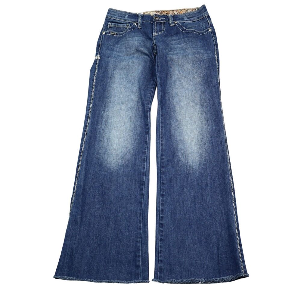 Adiktd Pants Womens 27 Blue Low Rise Button Zip Medium Wash Denim Jeans